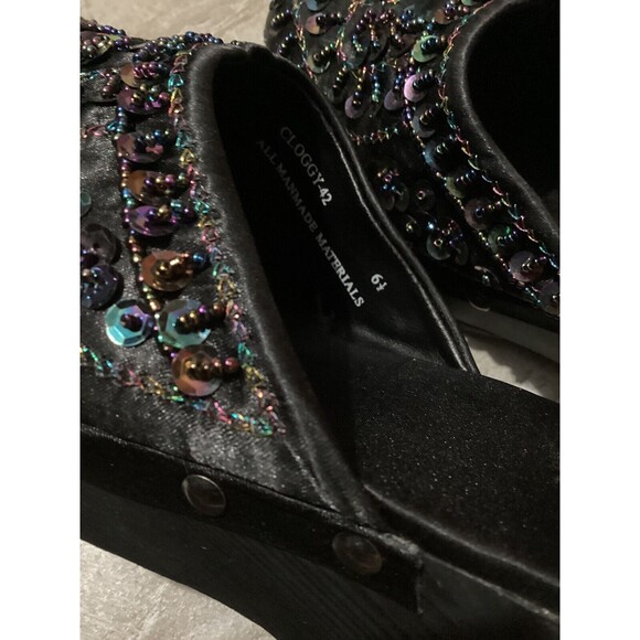 Dollhouse Platform Vintage 90s 00s Black Floral Embellished Clogs Slip On 6.5 - Picture 7 of 9